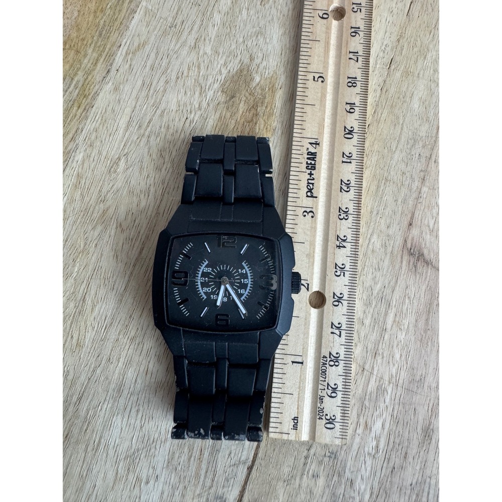 FMD Mens Square Matte‎ Black Analog Watch FMDMO142 Tactical Link Band